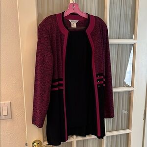 Misook Black and Pink Skirt Set with Timeless Elegance